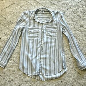 Express striped “The City Shirt” button up collared blouse